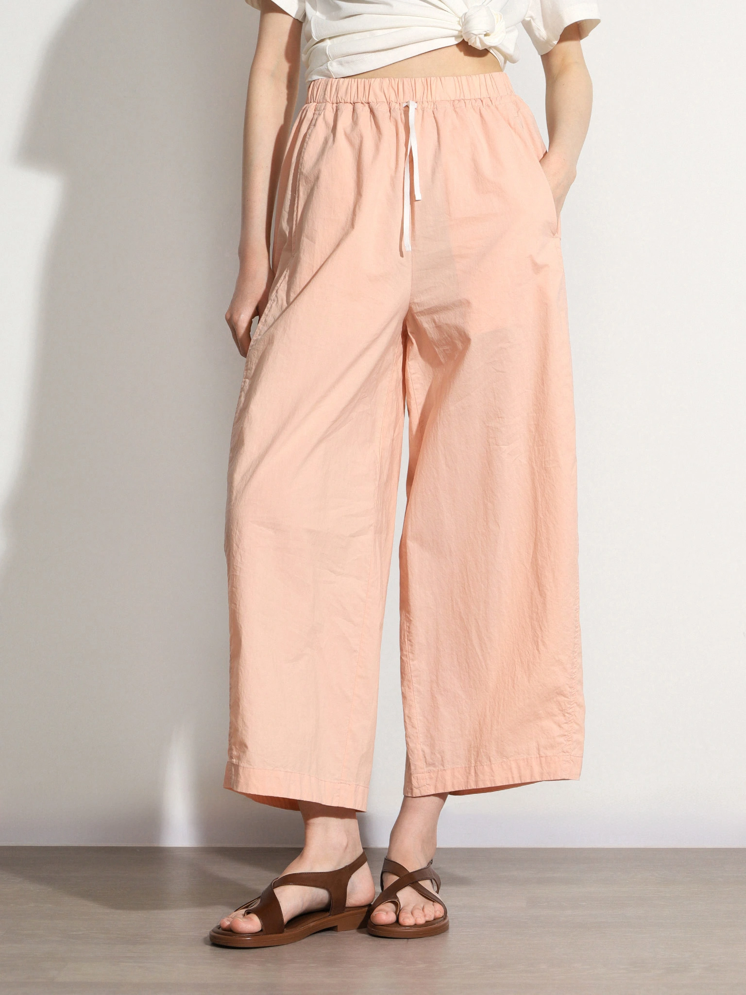 Брюки розового цвета из хлопка прямого кроя